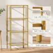 MOBILETTO SCAFFALE A 4 LIVELLI MINIMAL IN METALLO E VETRO TEMPERATO, 40X30X96.5 CM, COLOR ORO