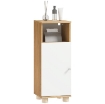 MOBILETTO BAGNO SALVASPAZIO CON ARMADIETTO A 2 RIPIANI E VANO APERTO, 30X30X79.7 CM, BIANCO E LEGNO