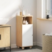 MOBILETTO BAGNO SALVASPAZIO CON ARMADIETTO A 2 RIPIANI E VANO APERTO, 30X30X79.7 CM, BIANCO E LEGNO