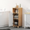 MOBILETTO BAGNO SALVASPAZIO CON ARMADIETTO A 2 RIPIANI E VANO APERTO, 30X30X79.7 CM, BIANCO E LEGNO