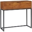 CONSOLLE DA INGRESSO MINIMAL CON CASSETTO, IN LEGNO E ACCIAIO, 80X30X76 CM, COLOR LEGNO E NERO