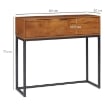 CONSOLLE DA INGRESSO MINIMAL CON CASSETTO, IN LEGNO E ACCIAIO, 80X30X76 CM, COLOR LEGNO E NERO
