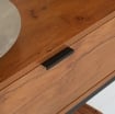 CONSOLLE DA INGRESSO MINIMAL CON CASSETTO, IN LEGNO E ACCIAIO, 80X30X76 CM, COLOR LEGNO E NERO