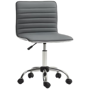 SEDIA DA UFFICIO ERGONOMICA IN PELLE PU CON ALTEZZA REGOLABILE SEDUTA GIREVOLE E RUOTE GRIGIO SCURO