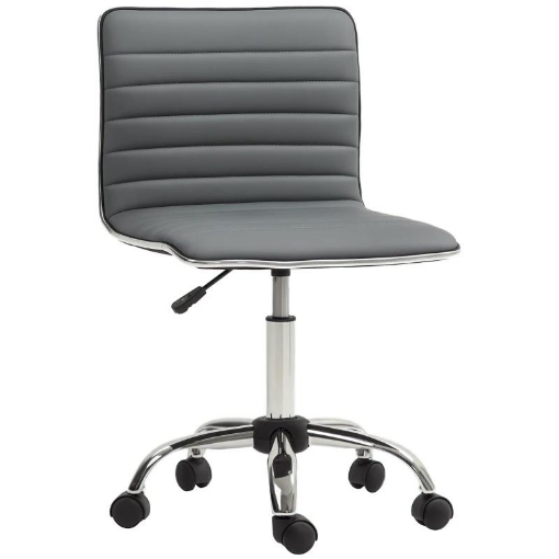 SEDIA DA UFFICIO ERGONOMICA IN PELLE PU CON ALTEZZA REGOLABILE SEDUTA GIREVOLE E RUOTE GRIGIO SCURO