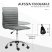SEDIA DA UFFICIO ERGONOMICA IN PELLE PU CON ALTEZZA REGOLABILE SEDUTA GIREVOLE E RUOTE GRIGIO SCURO