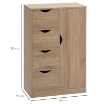 MOBILE BAGNO CON 4 CASSETTI, ARMADIETTO A 2 LIVELLI E MANIGLIE RITAGLIATE, IN TRUCIOLATO, 54X29X83 CM