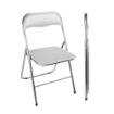 SEDIA PIEGHEVOLE IMBOTTITA BIANCA, 44X45X78H CM, SEDUTA COMODA, PORTATILE, STRUTTURA IN METALLO, SLIM, SALVASPAZIO, RESISTENTE