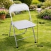 SEDIA PIEGHEVOLE IMBOTTITA BIANCA, 44X45X78H CM, SEDUTA COMODA, PORTATILE, STRUTTURA IN METALLO, SLIM, SALVASPAZIO, RESISTENTE