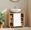 MOBILE SOTTOLAVABO BAGNO CON ARMADIETTO A 2 ANTE SOFT-CLOSE E 6 RIPIANI APERTI, 60X33X57CM, BIANCO