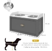 CIOTOLE PER CANI RIALZATE IN ACCIAIO INOX E LEGNO CON CASSETTO, 60X30X36CM, GRIGIO