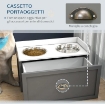 CIOTOLE PER CANI RIALZATE IN ACCIAIO INOX E LEGNO CON CASSETTO, 60X30X36CM, GRIGIO
