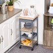 CARRELLO DA CUCINA PORTAVIVANDE CON CASSETTO, 2 RIPIANI E VASSOIO ESTRAIBILE, 37X37X76CM, GRIGIO