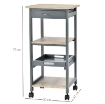 CARRELLO DA CUCINA PORTAVIVANDE CON CASSETTO, 2 RIPIANI E VASSOIO ESTRAIBILE, 37X37X76CM, GRIGIO