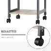 CARRELLO DA CUCINA PORTAVIVANDE CON CASSETTO, 2 RIPIANI E VASSOIO ESTRAIBILE, 37X37X76CM, GRIGIO