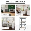 CARRELLO DA CUCINA PORTAVIVANDE CON CASSETTO, 2 RIPIANI E VASSOIO ESTRAIBILE, 37X37X76CM, GRIGIO