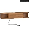 MOBILE PORTA TV FINO 50" SOSPESO CON PRESE DI CORRENTE, USB E TIPO C, CASSETTO E RIPIANI, 120X24X22.4 CM, NOCE