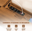 MOBILE PORTA TV FINO 50" SOSPESO CON PRESE DI CORRENTE, USB E TIPO C, CASSETTO E RIPIANI, 120X24X22.4 CM, NOCE