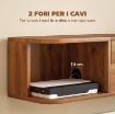 MOBILE PORTA TV FINO 50" SOSPESO CON PRESE DI CORRENTE, USB E TIPO C, CASSETTO E RIPIANI, 120X24X22.4 CM, NOCE