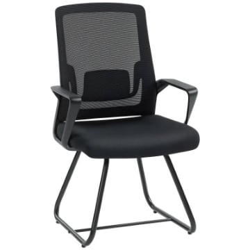 SEDIA DA UFFICIO SENZA RUOTE ERGONOMICA CON BRACCIOLI PER SALA D'ATTESA, NERO