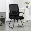 SEDIA DA UFFICIO SENZA RUOTE ERGONOMICA CON BRACCIOLI PER SALA D'ATTESA, NERO