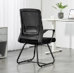 SEDIA DA UFFICIO SENZA RUOTE ERGONOMICA CON BRACCIOLI PER SALA D'ATTESA, NERO