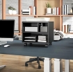 MOBILE PORTA STAMPANTE A 2 LIVELLI CON 3 SCOMPARTI E RUOTE PER UFFICIO E STUDIO, 40X30X36CM, NERO