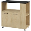 CARRELLO DA CUCINA IN TRUCIOLATO CON RIPIANO APERTO, ARMADIETTO A 2 ANTE E SCAFFALE LATERALE, 75X40X80.5 CM