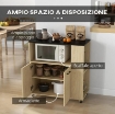 CARRELLO DA CUCINA IN TRUCIOLATO CON RIPIANO APERTO, ARMADIETTO A 2 ANTE E SCAFFALE LATERALE, 75X40X80.5 CM