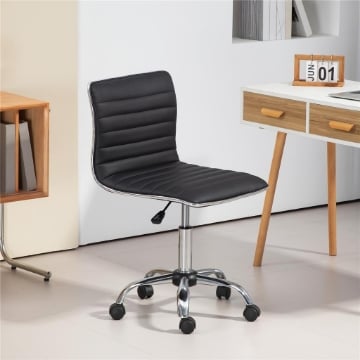 SEDIA DA UFFICIO ERGONOMICA IN PELLE PU CON ALTEZZA REGOLABILE SEDUTA GIREVOLE E RUOTE NERO