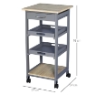 CARRELLO DA CUCINA CON CASSETTO, 2 VASSOI ESTRAIBILI E RIPIANO FISSO, IN LEGNO DI PINO E MDF, 37X37X76 CM