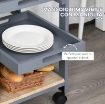 CARRELLO DA CUCINA CON CASSETTO, 2 VASSOI ESTRAIBILI E RIPIANO FISSO, IN LEGNO DI PINO E MDF, 37X37X76 CM