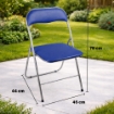 SEDIA PIEGHEVOLE IMBOTTITA BLU, 44X45X78H CM, SEDUTA COMODA, PORTATILE, STRUTTURA IN METALLO, SLIM, SALVASPAZIO, RESISTENTE