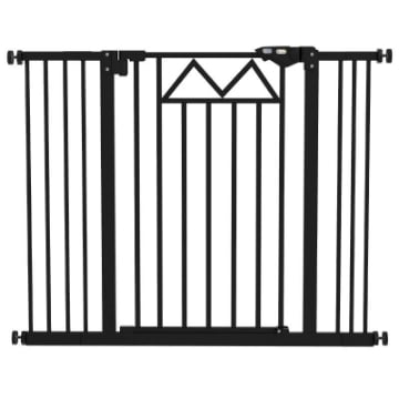 CANCELLETTO PER CANI CON 4 VITI REGOLABILI E NASTRO ADESIVO, IN METALLO E PLASTICA, 74-100X76 CM, NERO