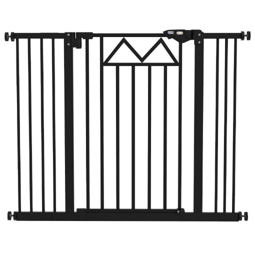 CANCELLETTO PER CANI CON 4 VITI REGOLABILI E NASTRO ADESIVO, IN METALLO E PLASTICA, 74-100X76 CM, NERO
