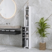 COLONNA BAGNO CON 3 MENSOLE E 3 ARMADIETTI, IN LEGNO, 15X17X120 CM, BIANCO E NERO