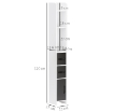 COLONNA BAGNO CON 3 MENSOLE E 3 ARMADIETTI, IN LEGNO, 15X17X120 CM, BIANCO E NERO