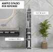 COLONNA BAGNO CON 3 MENSOLE E 3 ARMADIETTI, IN LEGNO, 15X17X120 CM, BIANCO E NERO