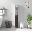 COLONNA BAGNO CON 3 MENSOLE E 3 ARMADIETTI, IN LEGNO, 15X17X120 CM, BIANCO E NERO