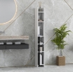COLONNA BAGNO CON 3 MENSOLE E 3 ARMADIETTI, IN LEGNO, 15X17X120 CM, BIANCO E NERO
