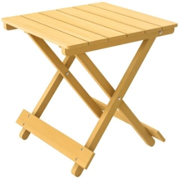 TAVOLINO DA ESTERNO PIEGHEVOLE IN LEGNO CON PIANO A DOGHE, 40X43X40 CM, LEGNO NATURALE