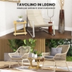 TAVOLINO DA ESTERNO PIEGHEVOLE IN LEGNO CON PIANO A DOGHE, 40X43X40 CM, LEGNO NATURALE