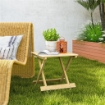 TAVOLINO DA ESTERNO PIEGHEVOLE IN LEGNO CON PIANO A DOGHE, 40X43X40 CM, LEGNO NATURALE