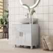 MOBILE SOTTO LAVABO BAGNO A 2 ANTE CON RIPIANO CENTRALE, IN MDF, 60X35X60 CM, BIANCO