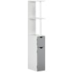 Colonna Bagno con 2 Ripiani e 2 Armadietti, in Legno, 15.2x29.8x118 cm, Bianco e Grigio