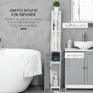 Colonna Bagno con 2 Ripiani e 2 Armadietti, in Legno, 15.2x29.8x118 cm, Bianco e Grigio