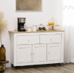 CREDENZA BUFFET IN LEGNO CON 2 CASSETTI E 2 ARMADIETTI, 117X35X80 CM, BIANCO E COLOR LEGNO