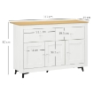 CREDENZA BUFFET IN LEGNO CON 2 CASSETTI E 2 ARMADIETTI, 117X35X80 CM, BIANCO E COLOR LEGNO