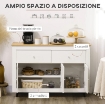 CREDENZA BUFFET IN LEGNO CON 2 CASSETTI E 2 ARMADIETTI, 117X35X80 CM, BIANCO E COLOR LEGNO