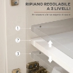 CREDENZA BUFFET IN LEGNO CON 2 CASSETTI E 2 ARMADIETTI, 117X35X80 CM, BIANCO E COLOR LEGNO